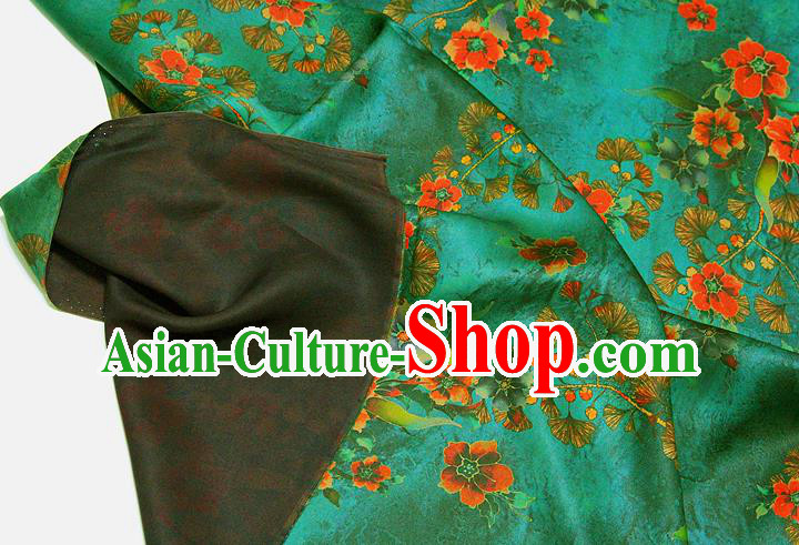 China Traditional Flowers Pattern Gambiered Guangdong Gauze Silk Fabric Classical Green Brocade China Traditional Flowers Pattern Gambiered Guangdong Gauze Silk Fabric Classical Green Brocade