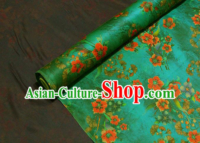 China Traditional Flowers Pattern Gambiered Guangdong Gauze Silk Fabric Classical Green Brocade China Traditional Flowers Pattern Gambiered Guangdong Gauze Silk Fabric Classical Green Brocade