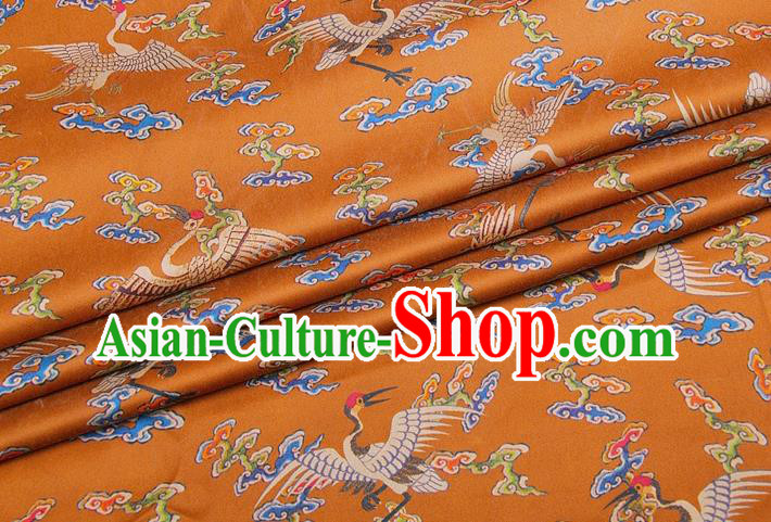 China Classical Silk Fabric Orange Brocade Traditional Cranes Pattern Gambiered Guangdong Gauze China Classical Silk Fabric Orange Brocade Traditional Cranes Pattern Gambiered Guangdong Gauze