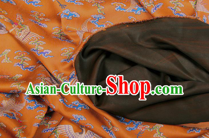 China Classical Silk Fabric Orange Brocade Traditional Cranes Pattern Gambiered Guangdong Gauze China Classical Silk Fabric Orange Brocade Traditional Cranes Pattern Gambiered Guangdong Gauze