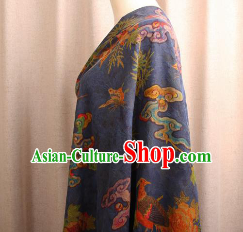 China Classical Cheongsam Birds Pattern Brocade Traditional Silk Fabric Blue Gambiered Guangdong Gauze China Classical Cheongsam Birds Pattern Brocade Traditional Silk Fabric Blue Gambiered Guangdong Gauze