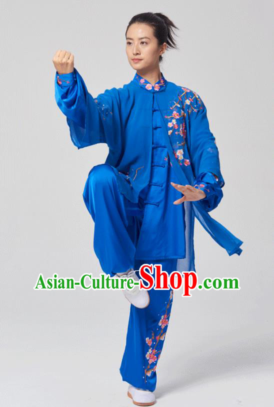 China Tai Chi Three Pieces Costumes Traditional Kung Fu Embroidered Royalblue Uniforms China Tai Chi Three Pieces Costumes Traditional Kung Fu Embroidered Royalblue Uniforms