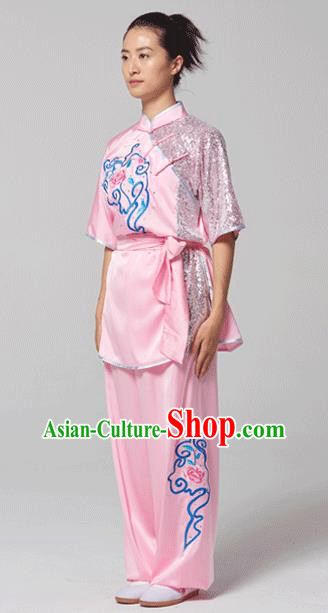 China Traditional Kung Fu Competition Pink Uniforms Tai Chi Martial Arts Costumes China Traditional Kung Fu Competition Pink Uniforms Tai Chi Martial Arts Costumes