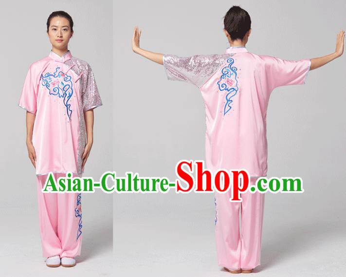 China Traditional Kung Fu Competition Pink Uniforms Tai Chi Martial Arts Costumes China Traditional Kung Fu Competition Pink Uniforms Tai Chi Martial Arts Costumes