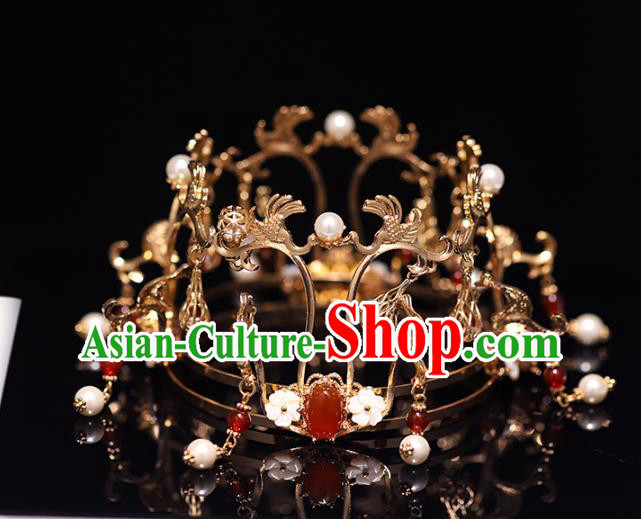 China Traditional Ming Dynasty Wedding Headdress Ancient Empress Agate Hair Crown China Traditional Ming Dynasty Wedding Headdress Ancient Empress Agate Hair Crown