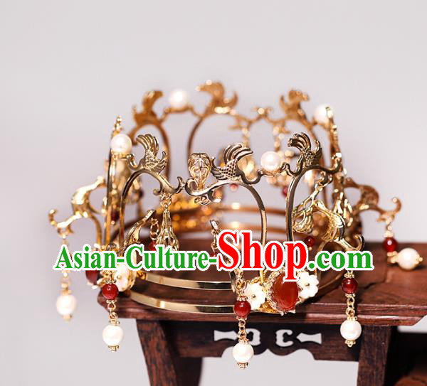 China Traditional Ming Dynasty Wedding Headdress Ancient Empress Agate Hair Crown China Traditional Ming Dynasty Wedding Headdress Ancient Empress Agate Hair Crown