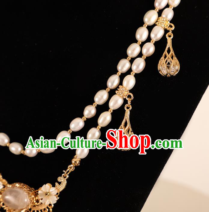 Chinese Traditional Hanfu Necklace Accessories Ancient Ming Dynasty Golden Lotus Necklet Chinese Traditional Hanfu Necklace Accessories Ancient Ming Dynasty Golden Lotus Necklet