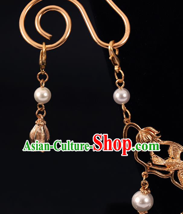 Chinese Traditional Ming Dynasty Necklace Accessories Ancient Court Woman Golden Phoenix Necklet Chinese Traditional Ming Dynasty Necklace Accessories Ancient Court Woman Golden Phoenix Necklet
