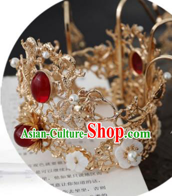 China Ancient Princess Golden Tassel Hair Crown Traditional Wedding Hanfu Headdress China Ancient Princess Golden Tassel Hair Crown Traditional Wedding Hanfu Headdress