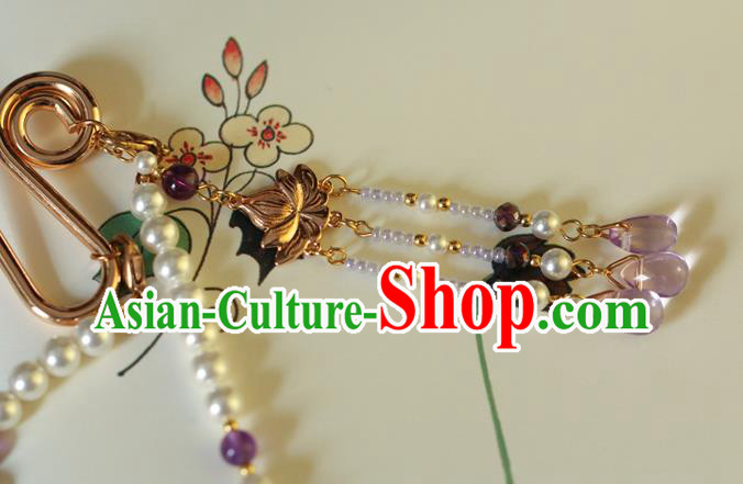 Chinese Traditional Tang Dynasty Necklace Accessories Ancient Princess Amethyst Tassel Necklet Chinese Traditional Tang Dynasty Necklace Accessories Ancient Princess Amethyst Tassel Necklet