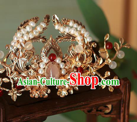 China Traditional Ming Dynasty Hair Comb Ancient Princess Golden Hair Crown China Traditional Ming Dynasty Hair Comb Ancient Princess Golden Hair Crown
