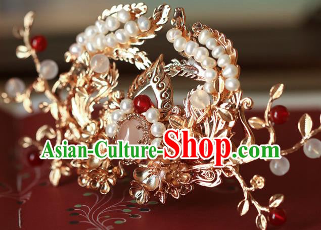 China Traditional Ming Dynasty Hair Comb Ancient Princess Golden Hair Crown China Traditional Ming Dynasty Hair Comb Ancient Princess Golden Hair Crown
