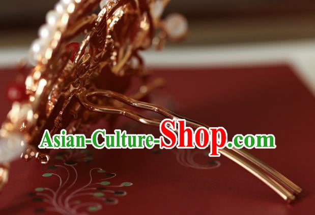 China Traditional Ming Dynasty Hair Comb Ancient Princess Golden Hair Crown China Traditional Ming Dynasty Hair Comb Ancient Princess Golden Hair Crown