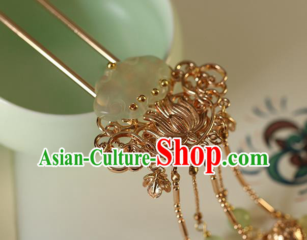 China Traditional Ming Dynasty Palace Lady Hairpin Ancient Princess Jade Tassel Hair Stick China Traditional Ming Dynasty Palace Lady Hairpin Ancient Princess Jade Tassel Hair Stick