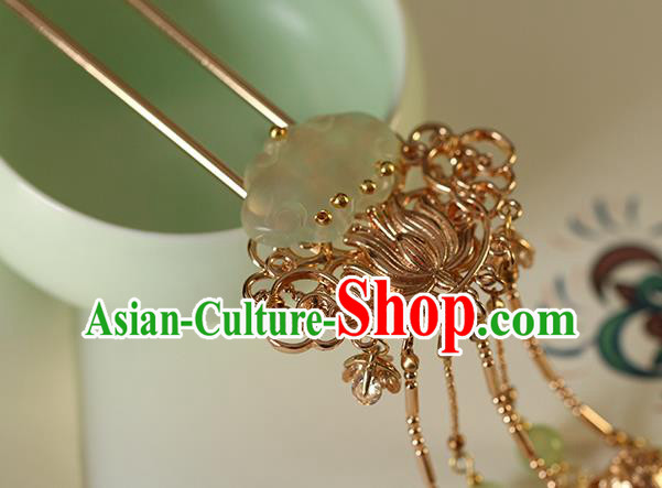 China Traditional Ming Dynasty Palace Lady Hairpin Ancient Princess Jade Tassel Hair Stick China Traditional Ming Dynasty Palace Lady Hairpin Ancient Princess Jade Tassel Hair Stick