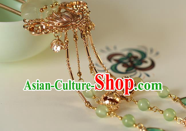 China Traditional Ming Dynasty Palace Lady Hairpin Ancient Princess Jade Tassel Hair Stick China Traditional Ming Dynasty Palace Lady Hairpin Ancient Princess Jade Tassel Hair Stick