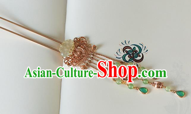 China Traditional Ming Dynasty Palace Lady Hairpin Ancient Princess Jade Tassel Hair Stick China Traditional Ming Dynasty Palace Lady Hairpin Ancient Princess Jade Tassel Hair Stick