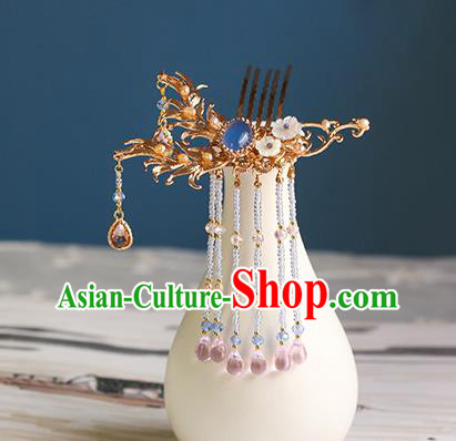 China Traditional Hanfu Hairpin Ancient Princess Beads Tassel Hair Comb China Traditional Hanfu Hairpin Ancient Princess Beads Tassel Hair Comb