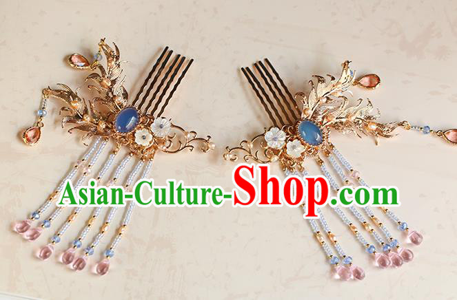 China Traditional Hanfu Hairpin Ancient Princess Beads Tassel Hair Comb China Traditional Hanfu Hairpin Ancient Princess Beads Tassel Hair Comb