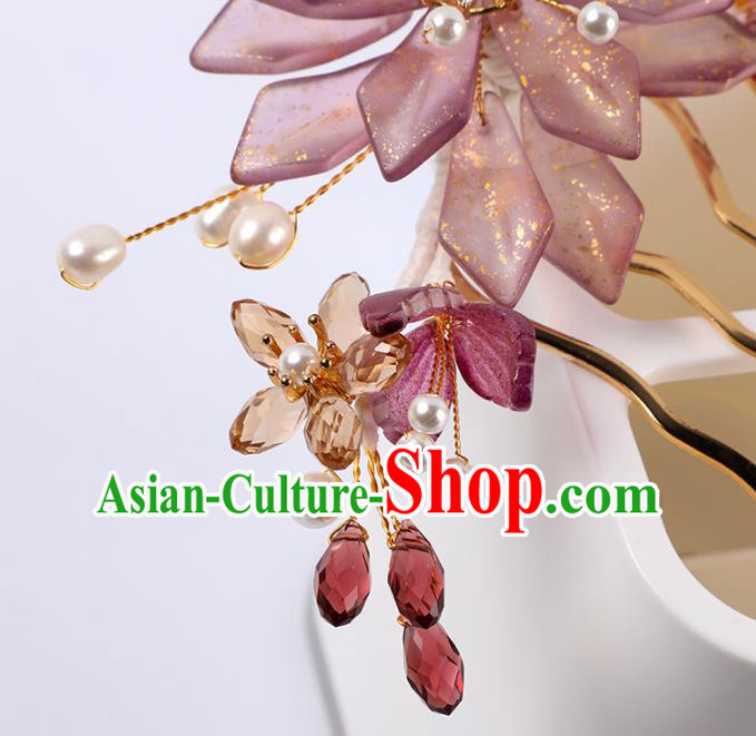 China Traditional Song Dynasty Court Hair Stick Ancient Princess Purple Flower Hair Comb China Traditional Song Dynasty Court Hair Stick Ancient Princess Purple Flower Hair Comb