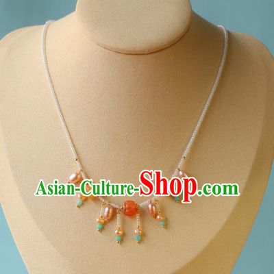 Chinese Traditional Tang Dynasty Pearls Necklace Accessories Ancient Court Beauty Necklet