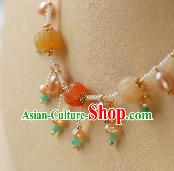 Chinese Traditional Tang Dynasty Pearls Necklace Accessories Ancient Court Beauty Necklet Chinese Traditional Tang Dynasty Pearls Necklace Accessories Ancient Court Beauty Necklet