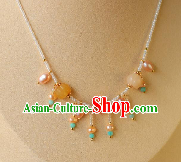 Chinese Traditional Tang Dynasty Pearls Necklace Accessories Ancient Court Beauty Necklet Chinese Traditional Tang Dynasty Pearls Necklace Accessories Ancient Court Beauty Necklet
