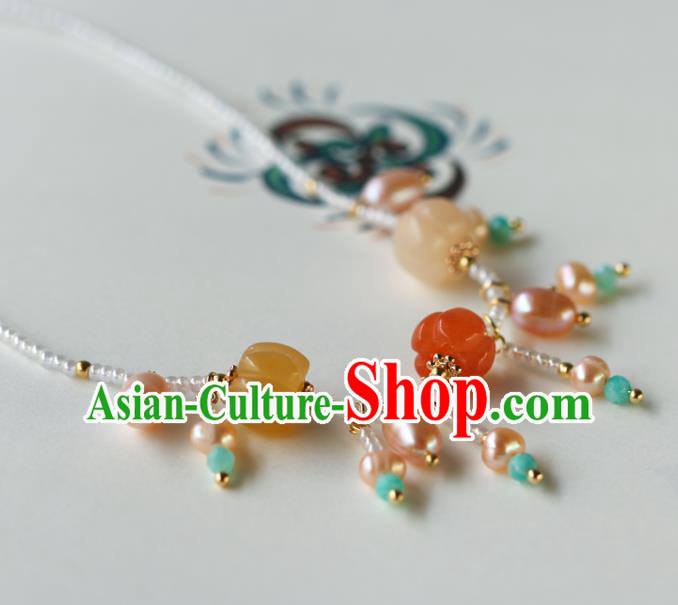 Chinese Traditional Tang Dynasty Pearls Necklace Accessories Ancient Court Beauty Necklet Chinese Traditional Tang Dynasty Pearls Necklace Accessories Ancient Court Beauty Necklet