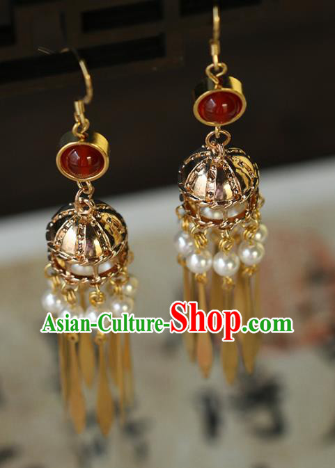 Chinese Traditional Hanfu Tassel Earrings Ancient Bride Golden Ear Accessories Chinese Traditional Hanfu Tassel Earrings Ancient Bride Golden Ear Accessories