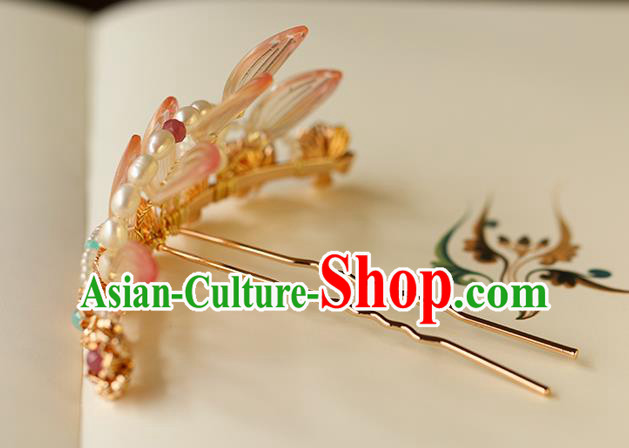 China Traditional Song Dynasty Beads Hairpin Ancient Palace Lady Hair Crown China Traditional Song Dynasty Beads Hairpin Ancient Palace Lady Hair Crown