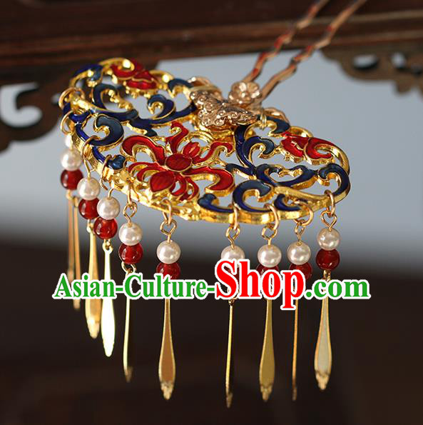 China Traditional Ming Dynasty Court Tassel Hairpin Ancient Palace Lady Cloisonne Hair Stick China Traditional Ming Dynasty Court Tassel Hairpin Ancient Palace Lady Cloisonne Hair Stick