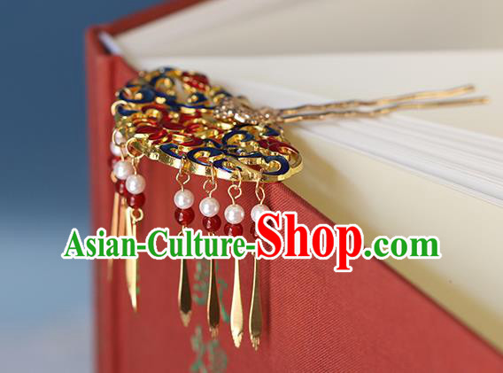 China Traditional Ming Dynasty Court Tassel Hairpin Ancient Palace Lady Cloisonne Hair Stick China Traditional Ming Dynasty Court Tassel Hairpin Ancient Palace Lady Cloisonne Hair Stick