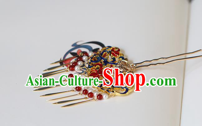 China Traditional Ming Dynasty Court Tassel Hairpin Ancient Palace Lady Cloisonne Hair Stick China Traditional Ming Dynasty Court Tassel Hairpin Ancient Palace Lady Cloisonne Hair Stick