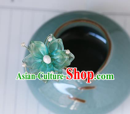 China Traditional Ming Dynasty Hairpin Ancient Princess Green Flower Hair Stick China Traditional Ming Dynasty Hairpin Ancient Princess Green Flower Hair Stick