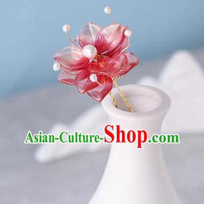 China Traditional Cheongsam Hairpin Ancient Princess Pink Sakura Hair Stick