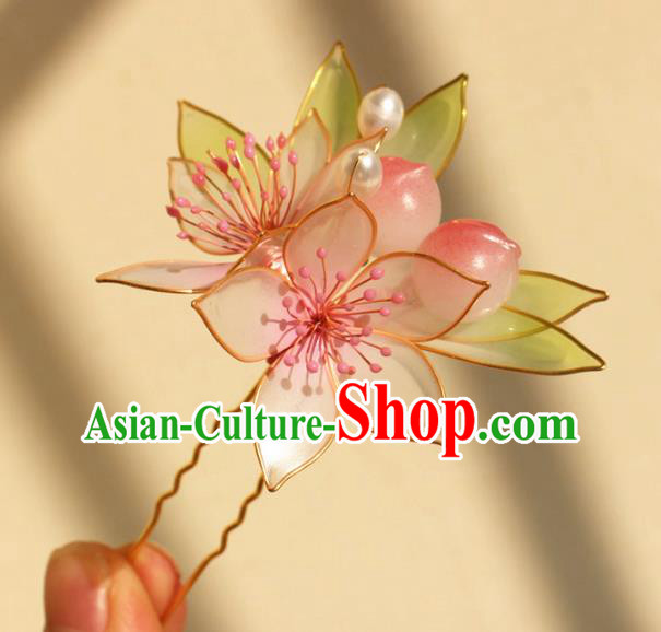 China Traditional Song Dynasty Young Lady Hair Stick Ancient Palace Princess Peach Flowers Hairpin China Traditional Song Dynasty Young Lady Hair Stick Ancient Palace Princess Peach Flowers Hairpin