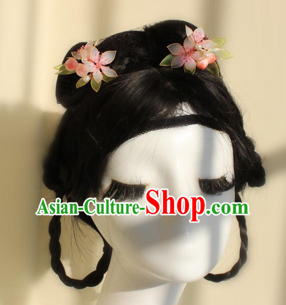 China Traditional Song Dynasty Young Lady Hair Stick Ancient Palace Princess Peach Flowers Hairpin China Traditional Song Dynasty Young Lady Hair Stick Ancient Palace Princess Peach Flowers Hairpin