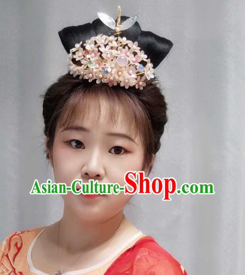 China Ancient Imperial Concubine Hairpin Traditional Song Dynasty Yellow Flowers Dragonfly Hair Crown China Ancient Imperial Concubine Hairpin Traditional Song Dynasty Yellow Flowers Dragonfly Hair Crown
