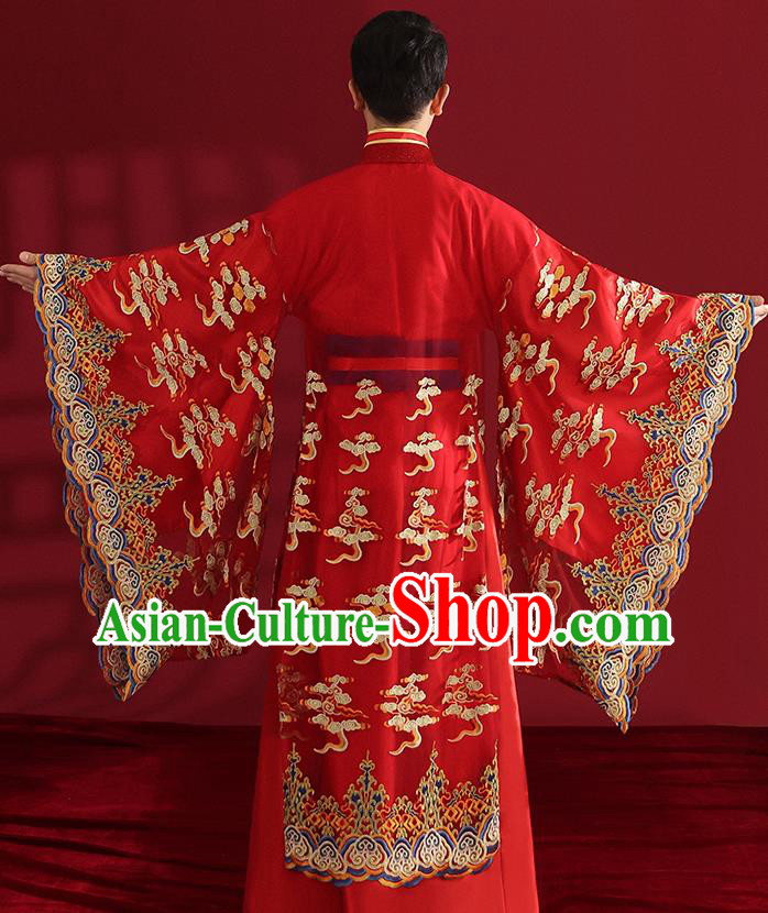 Chinese Ancient Emperor Hanfu Clothing Traditional Wedding Bridegroom Embroidered Costumes Chinese Ancient Emperor Hanfu Clothing Traditional Wedding Bridegroom Embroidered Costumes