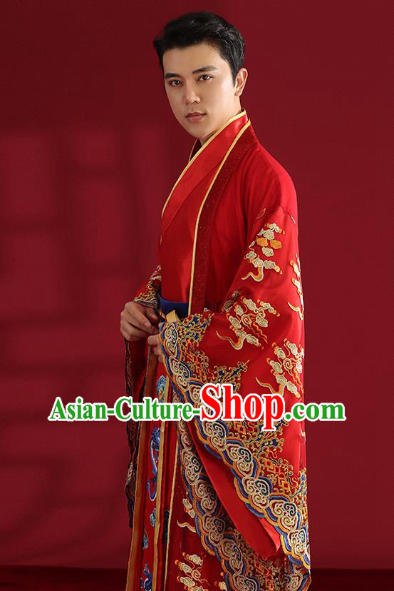 Chinese Ancient Emperor Hanfu Clothing Traditional Wedding Bridegroom Embroidered Costumes Chinese Ancient Emperor Hanfu Clothing Traditional Wedding Bridegroom Embroidered Costumes
