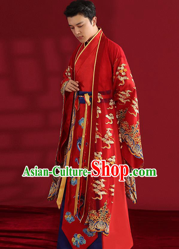 Chinese Ancient Emperor Hanfu Clothing Traditional Wedding Bridegroom Embroidered Costumes Chinese Ancient Emperor Hanfu Clothing Traditional Wedding Bridegroom Embroidered Costumes
