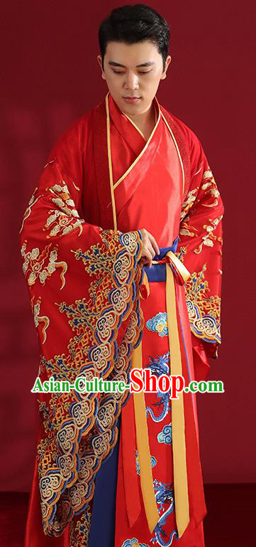 Chinese Ancient Emperor Hanfu Clothing Traditional Wedding Bridegroom Embroidered Costumes Chinese Ancient Emperor Hanfu Clothing Traditional Wedding Bridegroom Embroidered Costumes