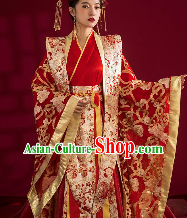 China Traditional Tang Dynasty Wedding Costumes Ancient Empress Red Embroidered Dress China Traditional Tang Dynasty Wedding Costumes Ancient Empress Red Embroidered Dress