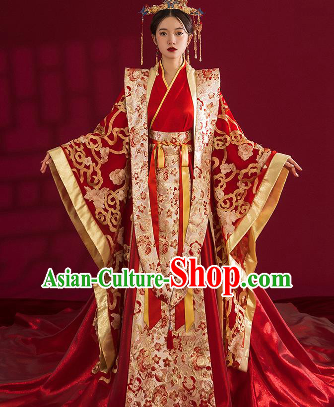 China Traditional Tang Dynasty Wedding Costumes Ancient Empress Red Embroidered Dress China Traditional Tang Dynasty Wedding Costumes Ancient Empress Red Embroidered Dress