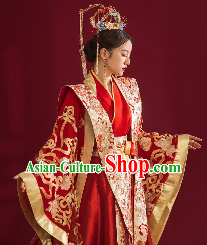 China Traditional Tang Dynasty Wedding Costumes Ancient Empress Red Embroidered Dress China Traditional Tang Dynasty Wedding Costumes Ancient Empress Red Embroidered Dress