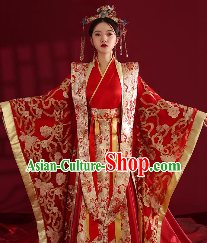 China Traditional Tang Dynasty Wedding Costumes Ancient Empress Red Embroidered Dress China Traditional Tang Dynasty Wedding Costumes Ancient Empress Red Embroidered Dress