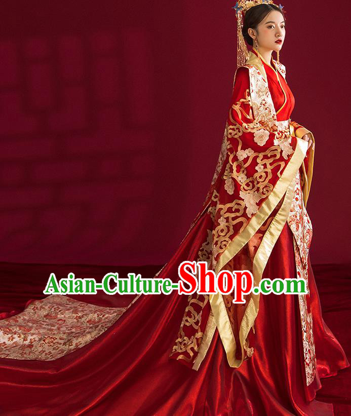 China Traditional Tang Dynasty Wedding Costumes Ancient Empress Red Embroidered Dress China Traditional Tang Dynasty Wedding Costumes Ancient Empress Red Embroidered Dress