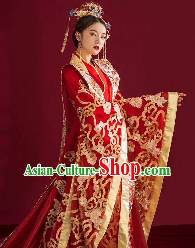 China Traditional Tang Dynasty Wedding Costumes Ancient Empress Red Embroidered Dress China Traditional Tang Dynasty Wedding Costumes Ancient Empress Red Embroidered Dress