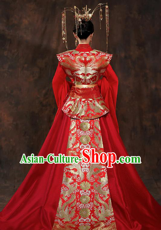 China Ancient Queen Embroidered Red Hanfu Dress Traditional Tang Dynasty Bride Wedding Costumes China Ancient Queen Embroidered Red Hanfu Dress Traditional Tang Dynasty Bride Wedding Costumes