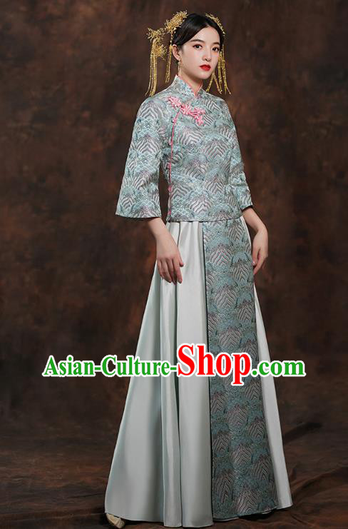 China Traditional Wedding Blue Xiuhe Suits Bride Costumes Toast Dress China Traditional Wedding Blue Xiuhe Suits Bride Costumes Toast Dress